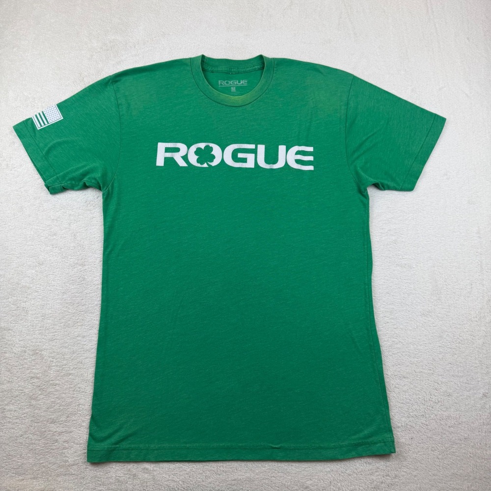 Rogue Fitness Mens St Patricks Day Shamrock Logo T-Shirt Green Size Medium USA